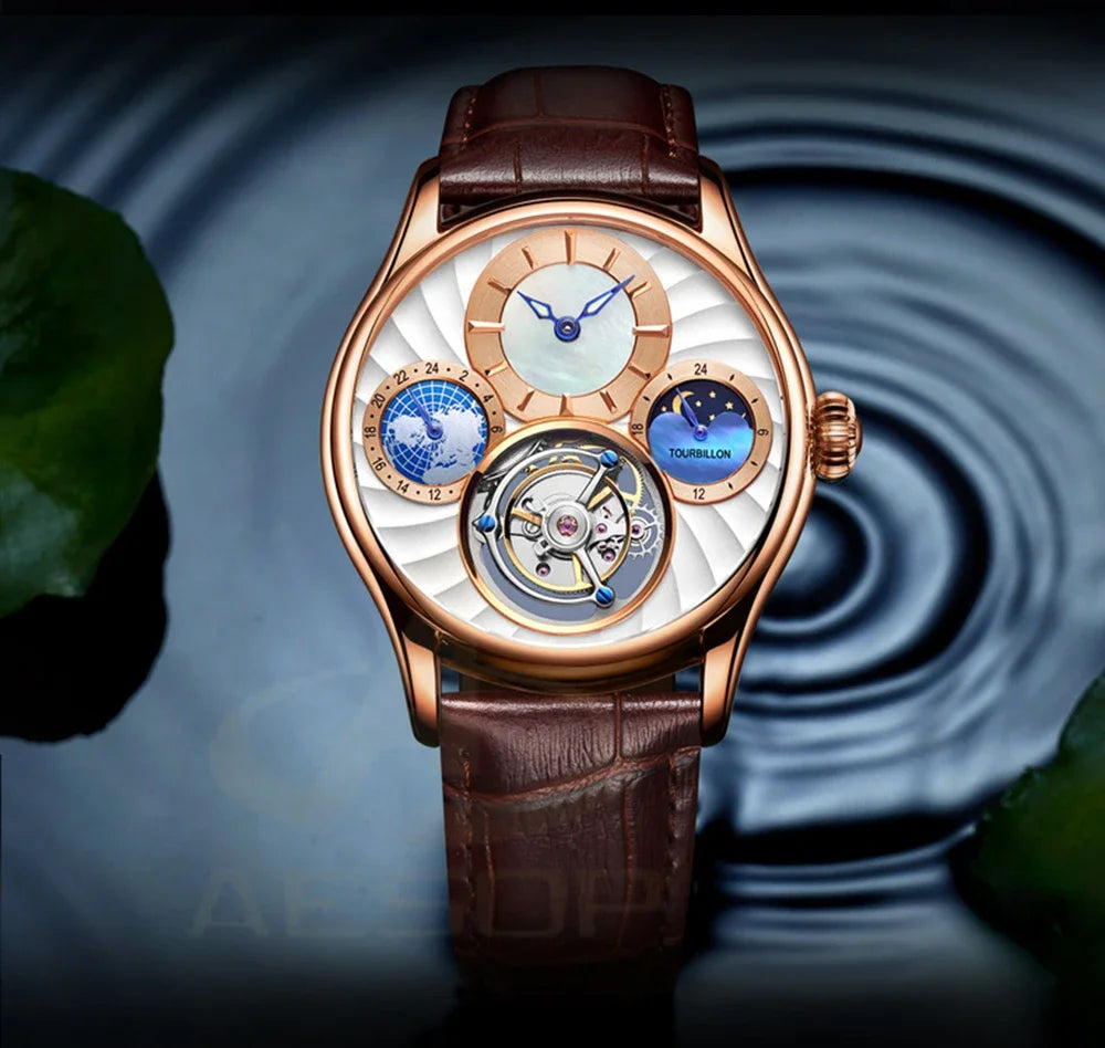 SEAKOSS Mechanical Men's Luxury WrisWatches Male Tourbillon Skeleton Hollow Watch Sapphire Waterproof Clock Support Dropshipping