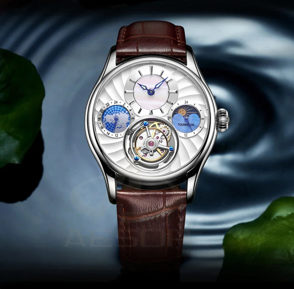 SEAKOSS Mechanical Men's Luxury WrisWatches Male Tourbillon Skeleton Hollow Watch Sapphire Waterproof Clock Support Dropshipping