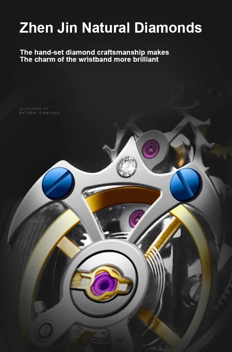 SEAKOSS Super Punk Skeleton Tourbillon Watches Men Octagon Square Manual Winding Sapphire 1963 Mechanical Watches 7052G Luminous