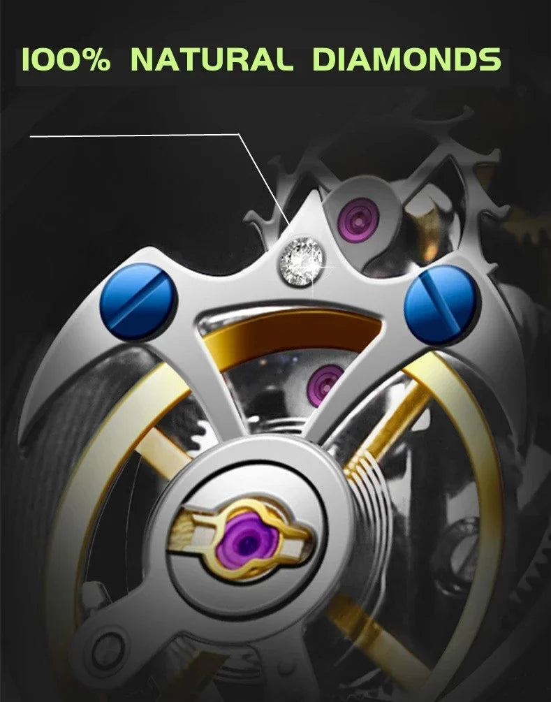 SEAKOSS Super Punk Skeleton Tourbillon Watches Men Octagon Square Manual Winding Sapphire 1963 Mechanical Watches 7052G Luminous