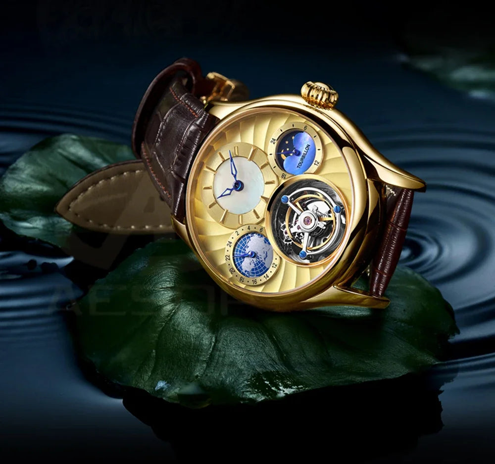SEAKOSS Mechanical Men's Luxury WrisWatches Male Tourbillon Skeleton Hollow Watch Sapphire Waterproof Clock Support Dropshipping