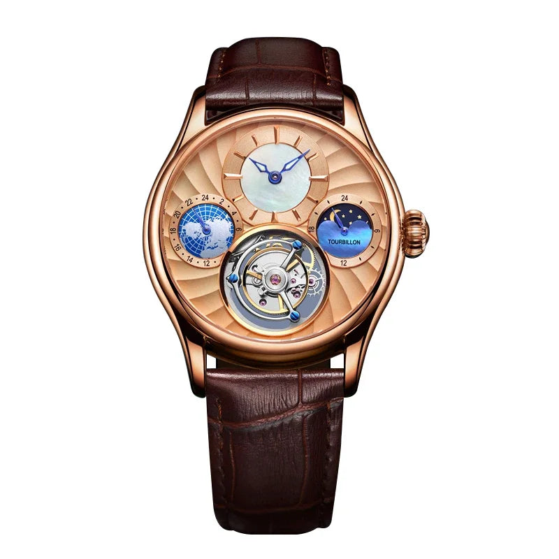 SEAKOSS Mechanical Men's Luxury WrisWatches Male Tourbillon Skeleton Hollow Watch Sapphire Waterproof Clock Support Dropshipping