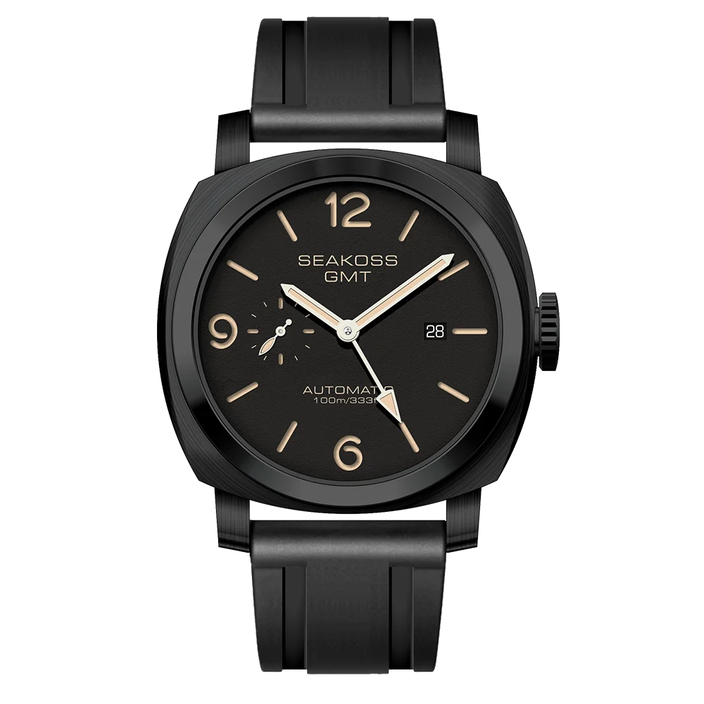 SEAKOSS 100m Diving Men GMT Automatic Mechanical Watches 1963 Clock Original Dual Time Zone Super Luminous Sapphire Wristwatches