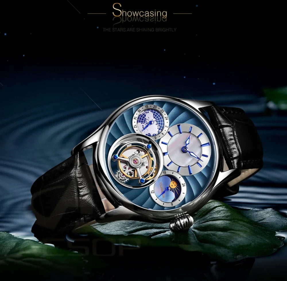 SEAKOSS Mechanical Men's Luxury WrisWatches Male Tourbillon Skeleton Hollow Watch Sapphire Waterproof Clock Support Dropshipping