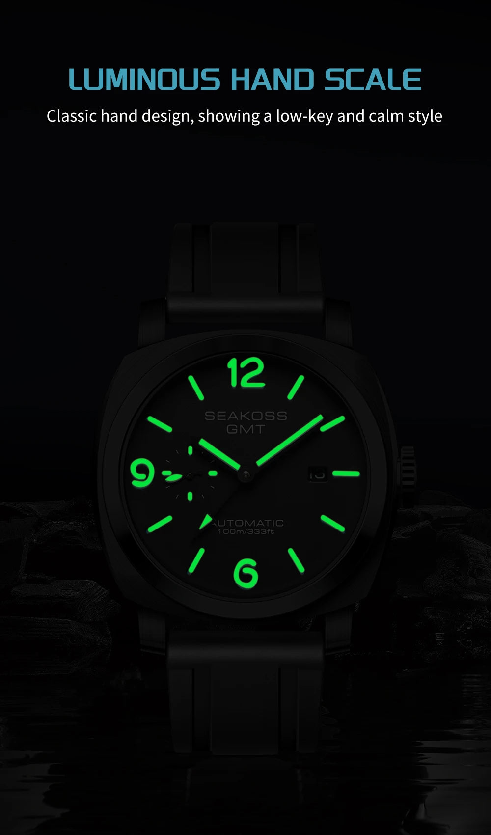 SEAKOSS 100m Diving Men GMT Automatic Mechanical Watches 1963 Clock Original Dual Time Zone Super Luminous Sapphire Wristwatches
