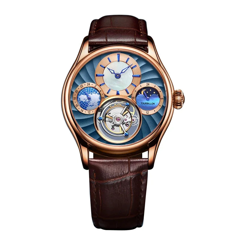 SEAKOSS Mechanical Men's Luxury WrisWatches Male Tourbillon Skeleton Hollow Watch Sapphire Waterproof Clock Support Dropshipping