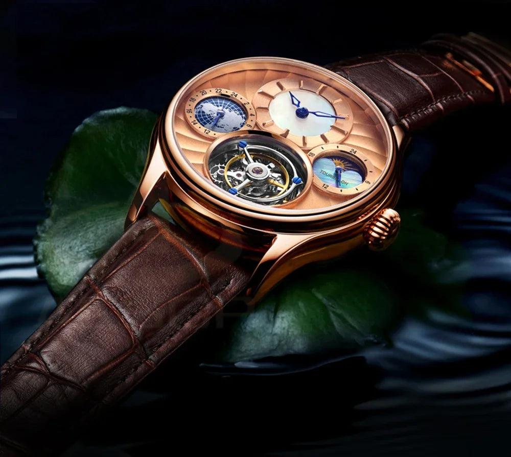 SEAKOSS Mechanical Men's Luxury WrisWatches Male Tourbillon Skeleton Hollow Watch Sapphire Waterproof Clock Support Dropshipping