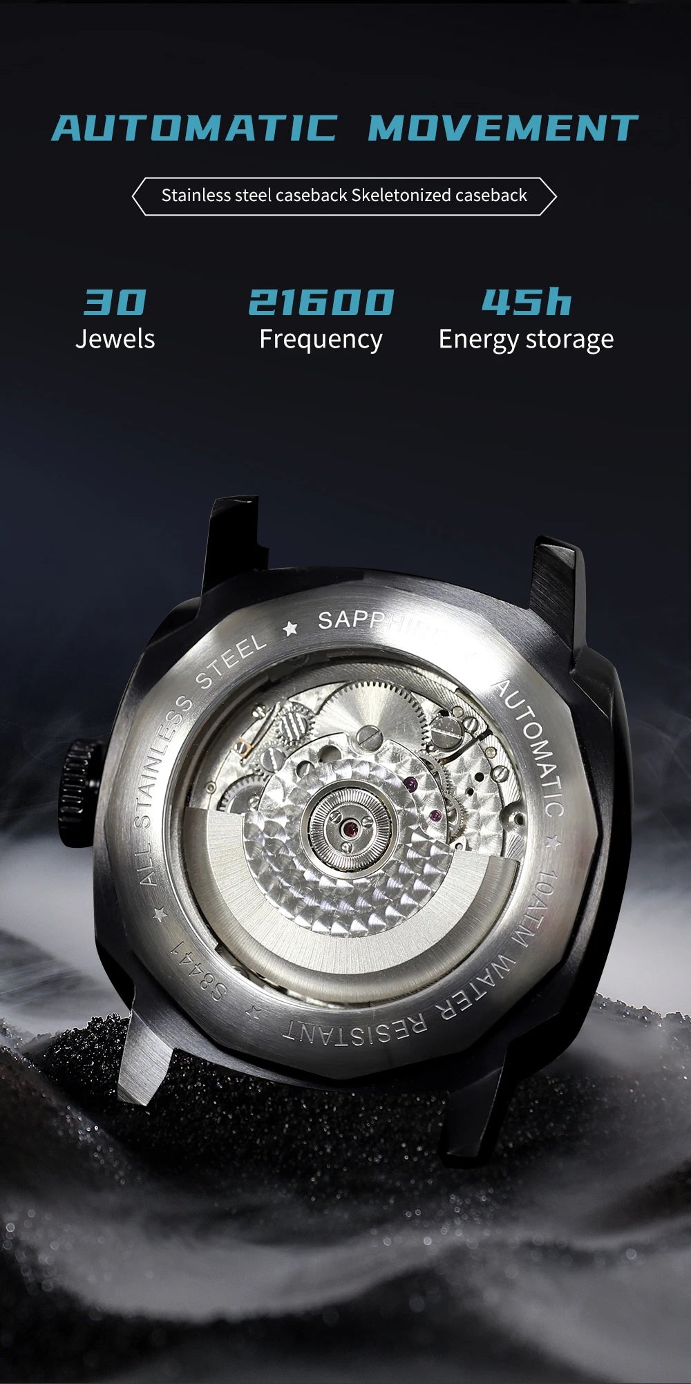 SEAKOSS 100m Diving Men GMT Automatic Mechanical Watches 1963 Clock Original Dual Time Zone Super Luminous Sapphire Wristwatches
