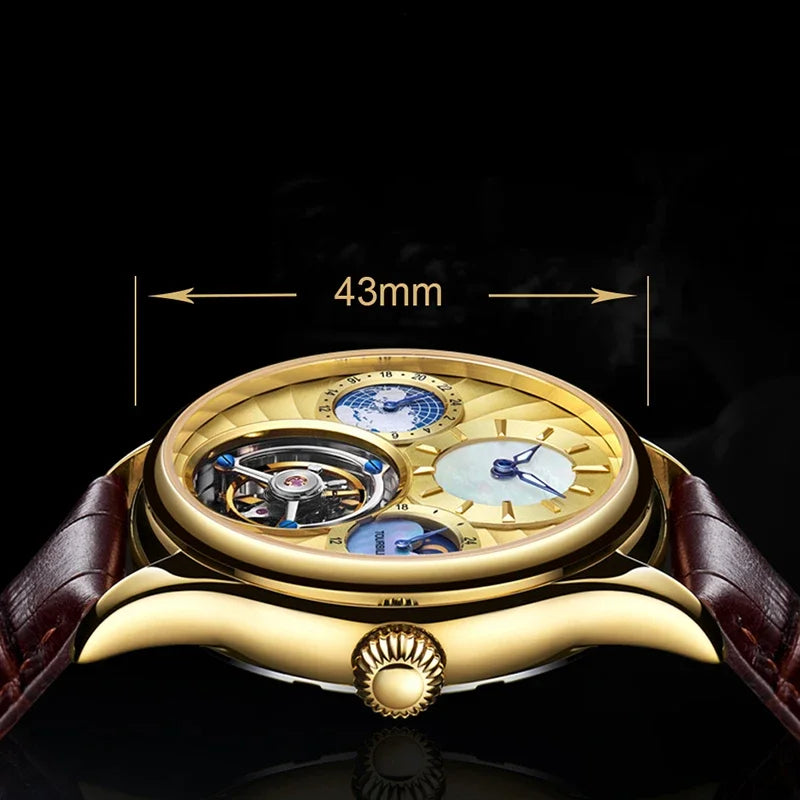 SEAKOSS Mechanical Men's Luxury WrisWatches Male Tourbillon Skeleton Hollow Watch Sapphire Waterproof Clock Support Dropshipping