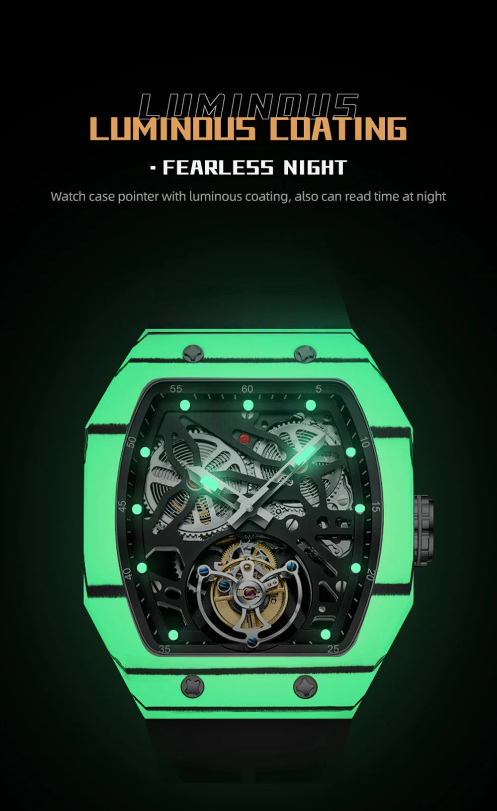 SEAKOSS Famous Style Square Flying Tourbillon Watch Carbon Fiber Bezel Mechanical Men Watch Top Quality Skeleton Male Clock Man
