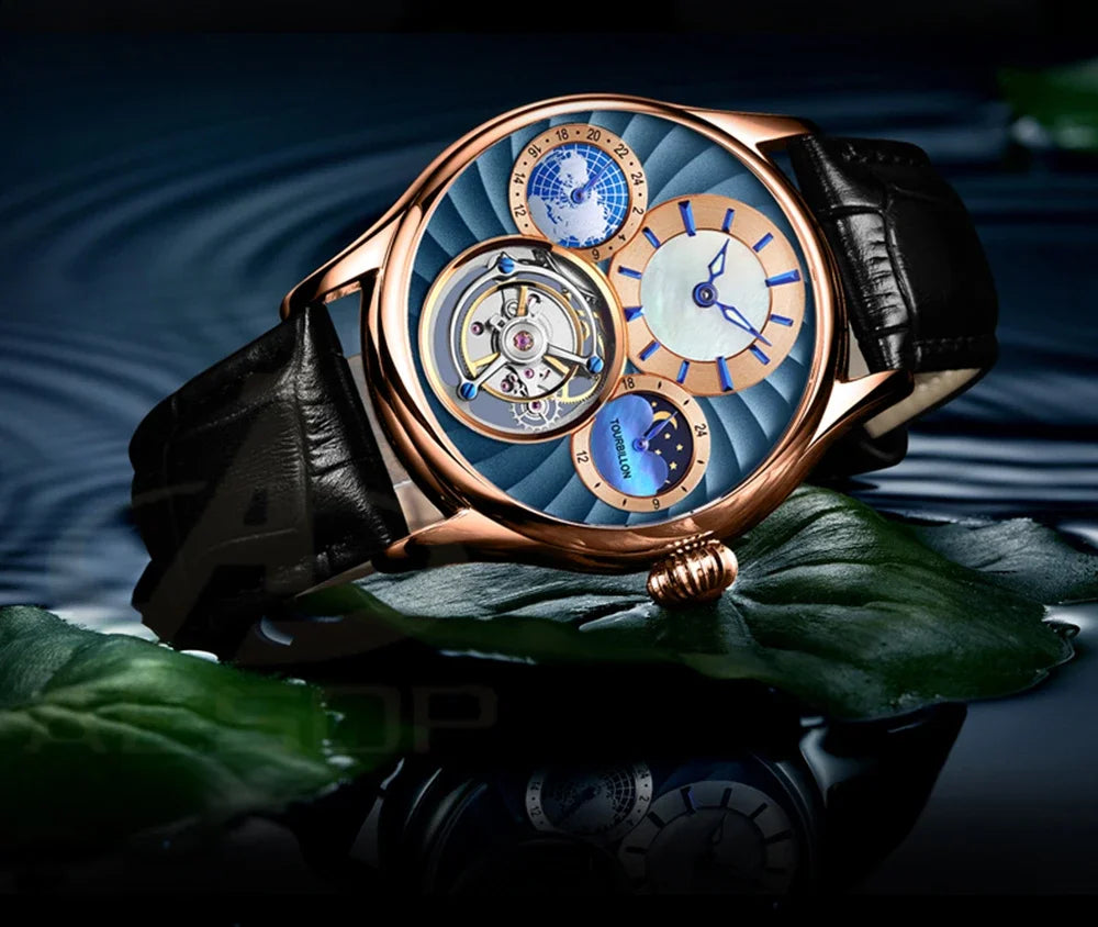 SEAKOSS Mechanical Men's Luxury WrisWatches Male Tourbillon Skeleton Hollow Watch Sapphire Waterproof Clock Support Dropshipping