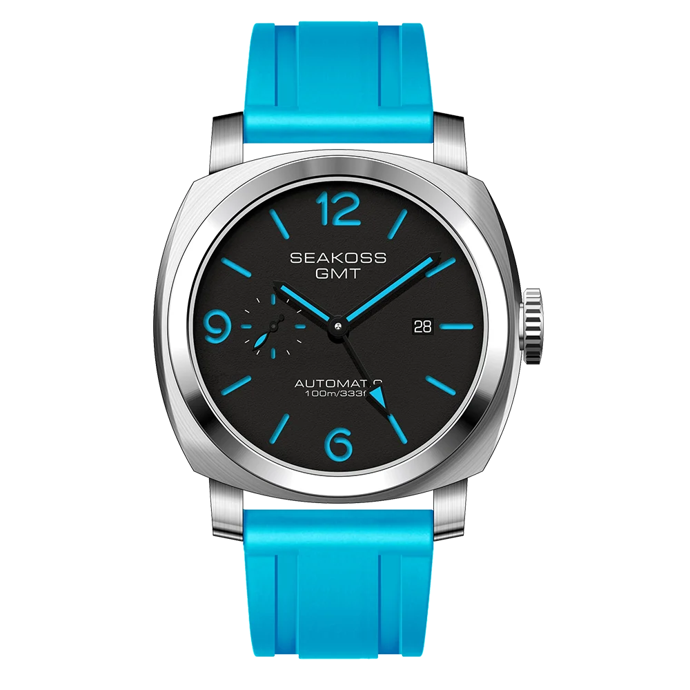 SEAKOSS 100m Diving Men GMT Automatic Mechanical Watches 1963 Clock Original Dual Time Zone Super Luminous Sapphire Wristwatches