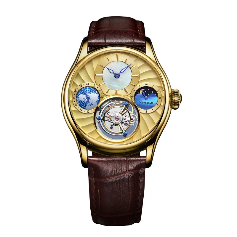 SEAKOSS Mechanical Men's Luxury WrisWatches Male Tourbillon Skeleton Hollow Watch Sapphire Waterproof Clock Support Dropshipping