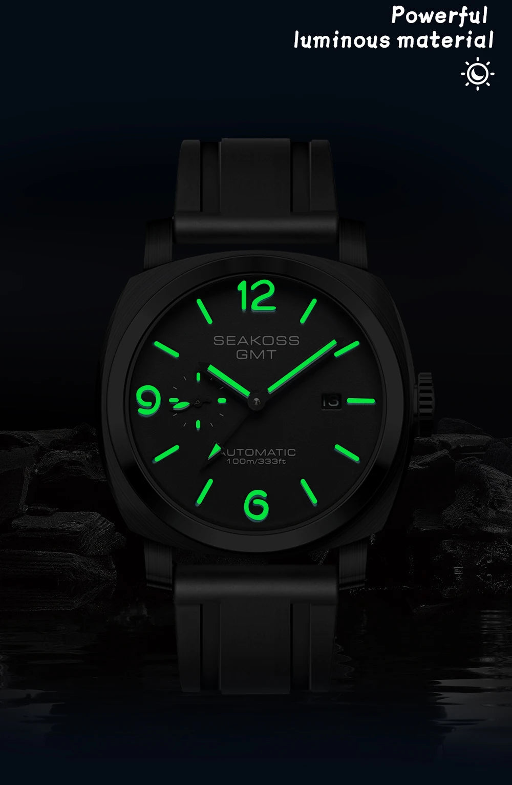 SEAKOSS 100m Diving Men GMT Automatic Mechanical Watches 1963 Clock Original Dual Time Zone Super Luminous Sapphire Wristwatches