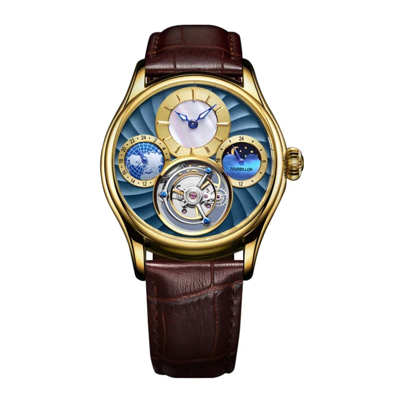 SEAKOSS Mechanical Men's Luxury WrisWatches Male Tourbillon Skeleton Hollow Watch Sapphire Waterproof Clock Support Dropshipping