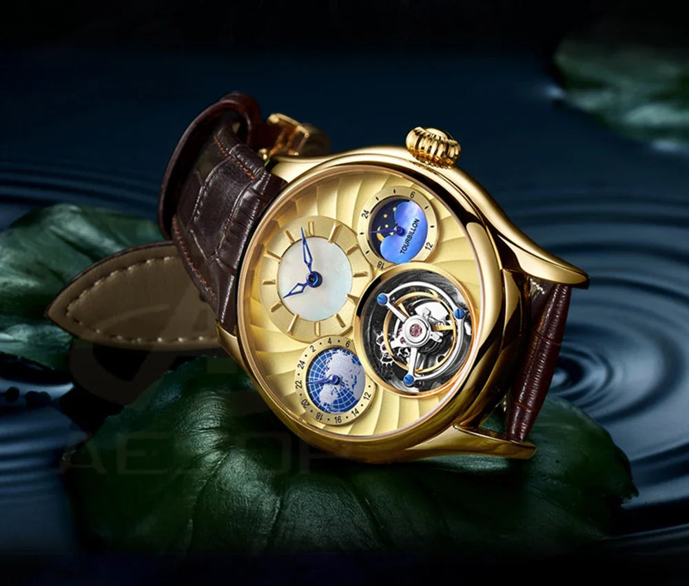 SEAKOSS Mechanical Men's Luxury WrisWatches Male Tourbillon Skeleton Hollow Watch Sapphire Waterproof Clock Support Dropshipping