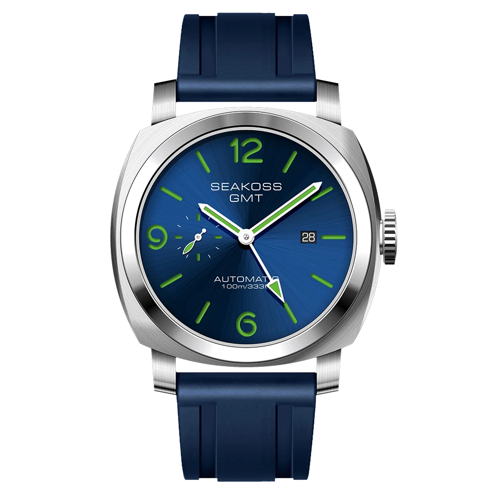 SEAKOSS 100m Diving Men GMT Automatic Mechanical Watches 1963 Clock Original Dual Time Zone Super Luminous Sapphire Wristwatches