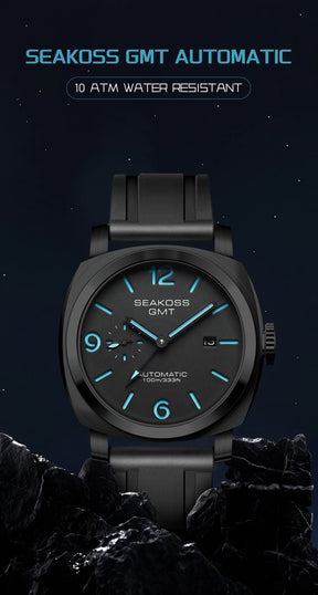 SEAKOSS 100m Diving Men GMT Automatic Mechanical Watches 1963 Clock Original Dual Time Zone Super Luminous Sapphire Wristwatches
