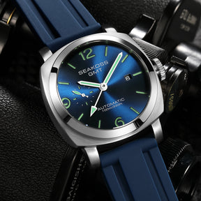 SEAKOSS 100m Diving Men GMT Automatic Mechanical Watches 1963 Clock Original Dual Time Zone Super Luminous Sapphire Wristwatches