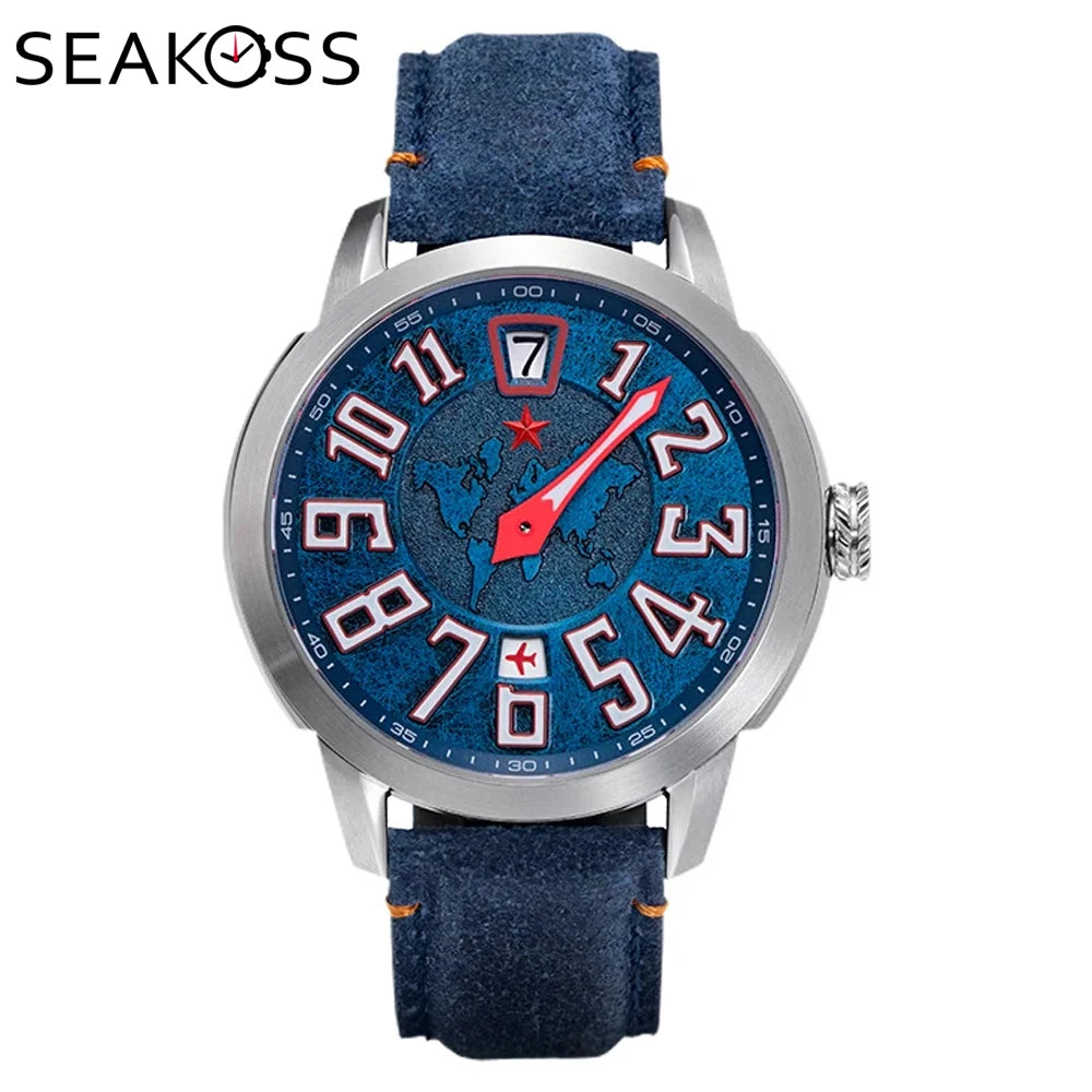 SEAKOSS Seagull 1963 One Hands Automatic Mechanical Watch China Aviation Pilots Wristwatches Sapphire Luminous Clock