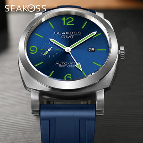 SEAKOSS 100m Diving Men GMT Automatic Mechanical Watches 1963 Clock Original Dual Time Zone Super Luminous Sapphire Wristwatches